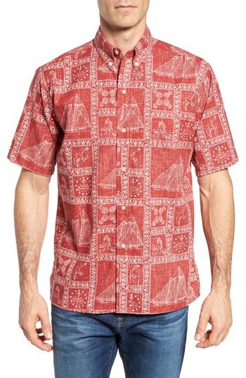 Men's Reyn Spooner Newport Sailor Classic Fit Print Sport Shirt - Red