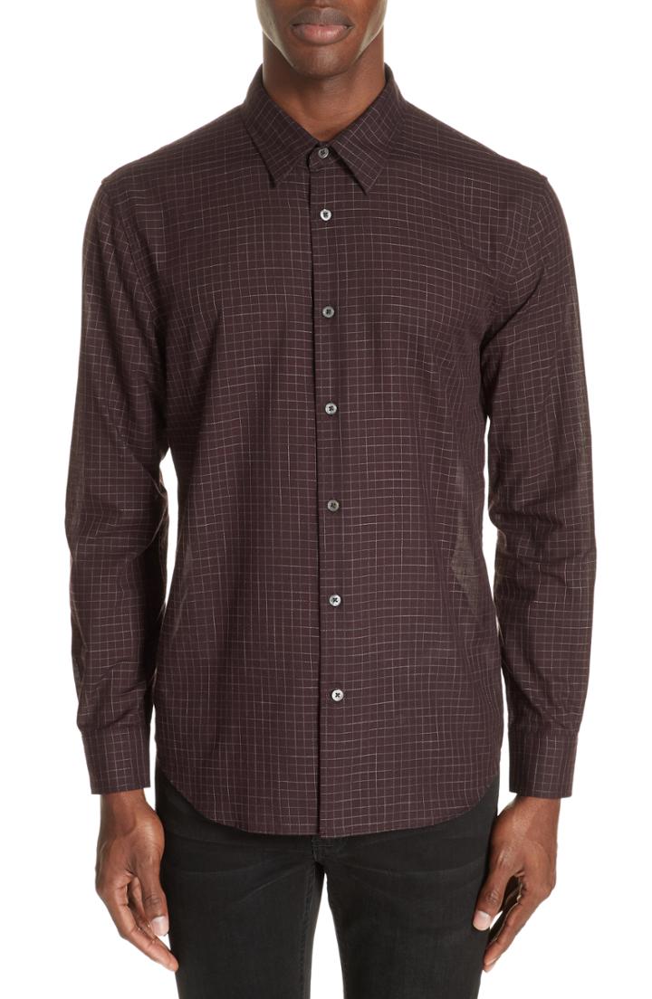 Men's John Varvatos Collection Windowpane Check Sport Shirt - Red
