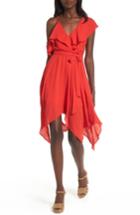 Women's Dee Elly Asymmetrical Ruffle Dress - Red