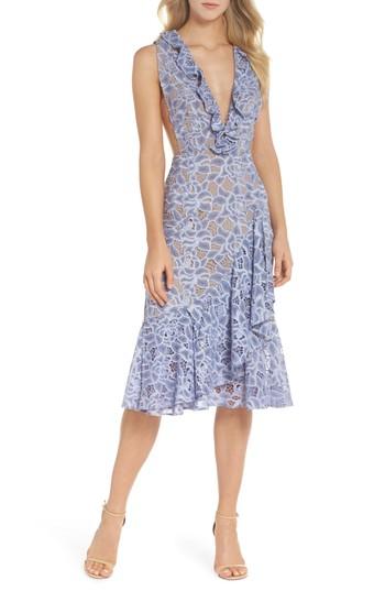 Women's Sau Lee Amelia Ruffle Lace Dress - Blue