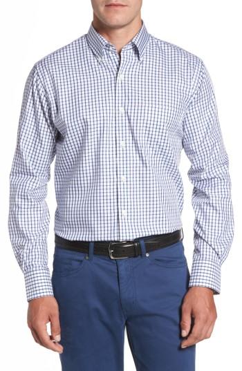 Men's Peter Millar Crown Soft Nevada Tattersall Sport Shirt - Blue