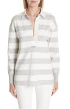 Women's Lafayette 148 New York Antonia Stripe Rugby Shirt - Grey