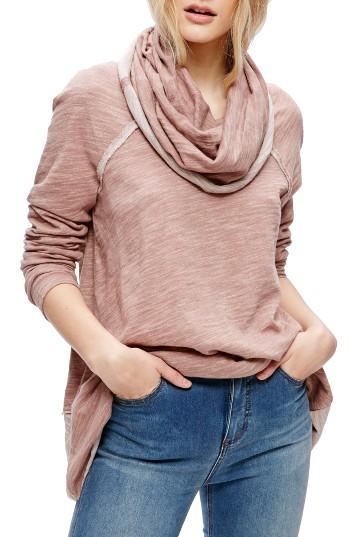 Women's Free People 'beach Cocoon' Cowl Neck Pullover - Pink