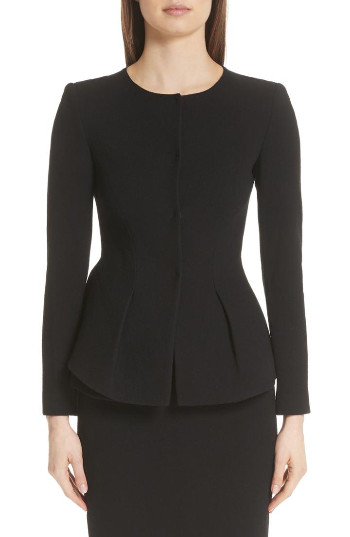 Women's St. John Collection Laminated Metallic Funnel Neck Jacket - Metallic