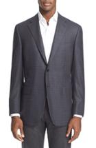 Men's Canali Classic Fit Check Wool Sport Coat R Eu - Blue