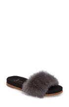 Women's Linea Paolo Lisa Genuine Rabbit Fur Slide Sandal M - Grey