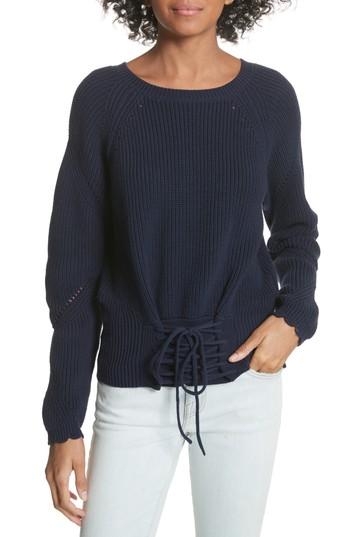 Women's Joie Balere Corset Cotton Shaker Sweater - Blue