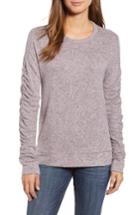 Petite Women's Caslon Ruched Sleeve Pullover, Size P - Purple