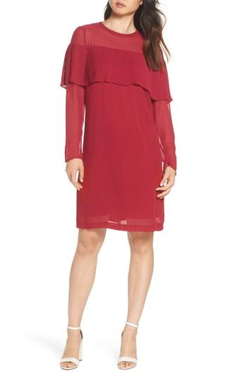 Women's Sam Edelman Pleated Overlay Shift Dress - Red