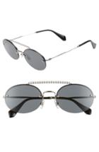 Women's Miu Miu Evolution 54mm Rimless Round Sunglasses - Silver Solid
