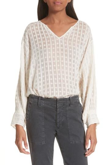 Women's Nili Lotan Arlo Embroidered Chiffon Blouse