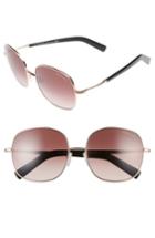 Women's Tom Ford Georgina 57mm Gradient Lens Square Sunglasses - Rose Gold/ Black/ Burgundy