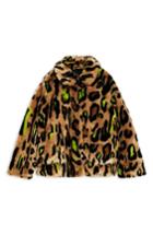 Women's Topshop Juno Faux Fur Leopard Jacket Us (fits Like 0-2) - Brown