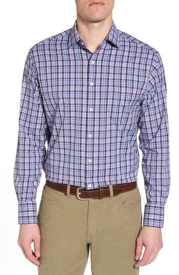 Men's Peter Millar Sutter Athletic Fit Check Performance Sport Shirt - Purple