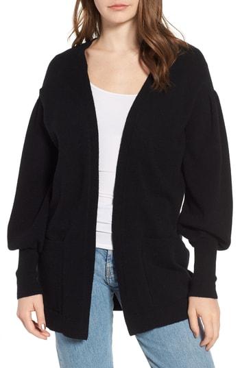 Women's Hinge Balloon Sleeve Cardigan, Size - Black
