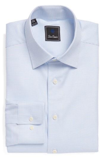 Men's David Donahue Regular Fit Check Dress Shirt - 34/35 - Blue
