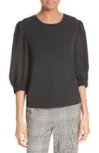 Women's Tibi Strap Detail Twill Top - Black