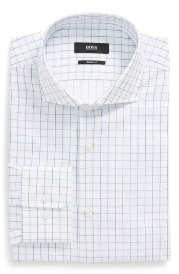 Men's Boss Mark Sharp Fit Check Dress Shirt .5r - White
