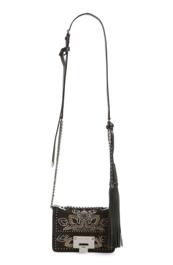 Jimmy Choo Mini Rebel Studded Suede Crossbody Bag - Black