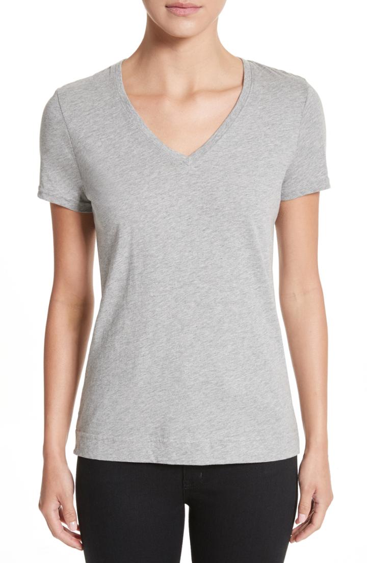 Women's Adam Lippes V-neck Tee, Size - Grey