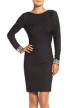Women's Eliza J Beaded Cuffs Knit Sheath Dress