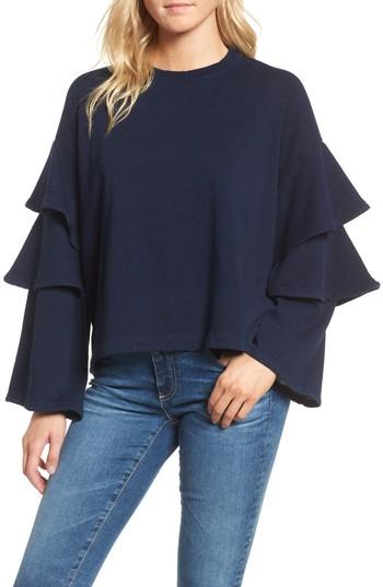 Women's Ag Pearl Ruffle Sweatshirt - Blue