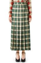 Women's Gucci Tartan Check Wool Twill Maxi Skirt Us / 42 It - Green