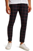 Men's Topman Crisscross Check Stretch Skinny Fit Trousers L - Blue