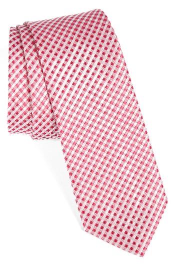 Men's Nordstrom Men's Shop Elkin Check Silk Skinny Tie, Size - Pink