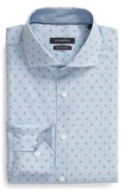 Men's Bugatchi Trim Fit Floral Dot Print Dress Shirt - Blue
