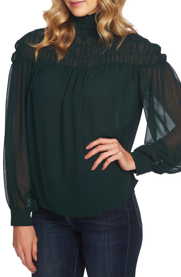 Women's Vince Camuto Stud Detail Hammered Satin Blouse - Green