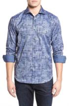 Men's Bugatchi Shaped Fit Optic Print Sport Shirt - Blue