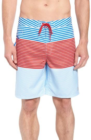 Men's Vineyard Vines Whale Harbor Stripe Board Shorts - Blue