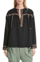 Women's Isabel Marant Etoile Blicky Embroidered Top Us / 34 Fr - Black