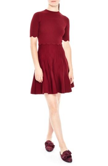 Women's Sandro Fit & Flare Knit Dress - Burgundy