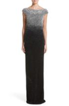 Women's Pamella Roland Drape Back Ombre Sequin Gown - Metallic