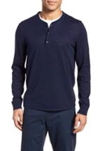 Men's Nordstrom Men's Shop Long Sleeve Cotton & Linen Blend Henley - Blue