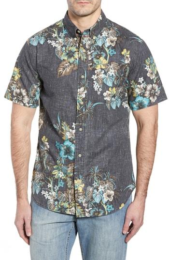 Men's Reyn Spooner Pupas & Mai Tais Fit Sport Shirt, Size Small - Black