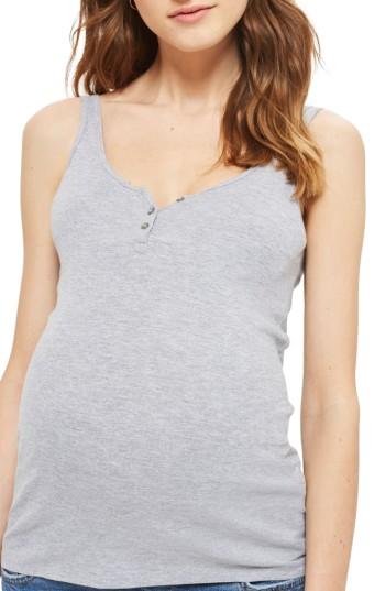 Women's Topshop Henley Maternity Tank Us (fits Like 0-2) - Grey