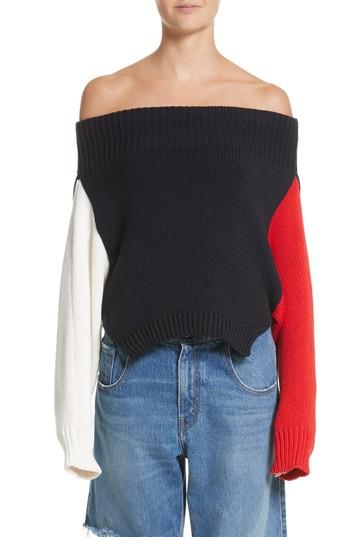 Women's Monse Varsity Upside Down Sweater - Black