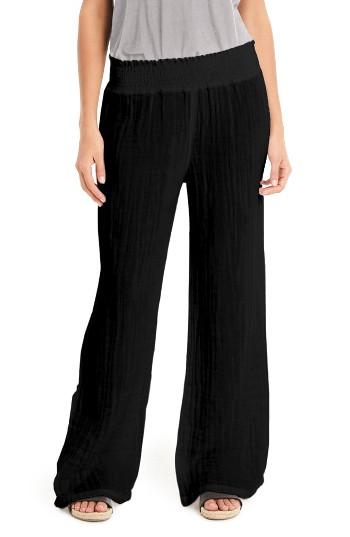 Women's Michael Stars Smocked Wide Leg Pants - Black