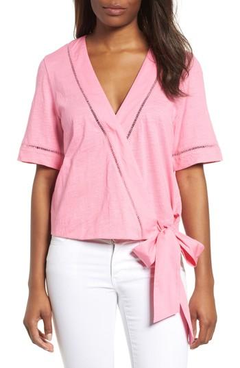 Women's Caslon Tie Front Wrap Top - Pink