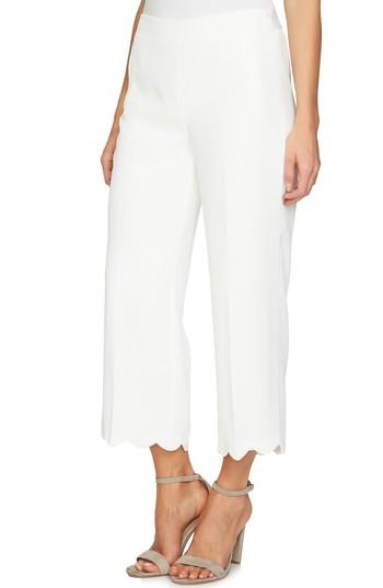 Women's Cece Scalloped Crepe Crop Pants - Ivory