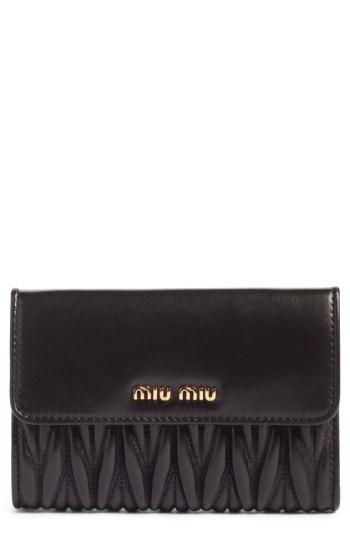 Women's Miu Miu Matelasse Leather French Wallet - Black