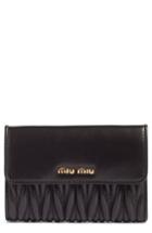 Women's Miu Miu Matelasse Leather French Wallet - Black