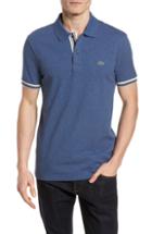 Men's Lacoste Slim Fit Stripe Sleeve Cotton Polo (l) - Blue