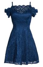 Women's Morgan & Co. Off The Shoulder Lace Fit & Flare Dress /2 - Blue