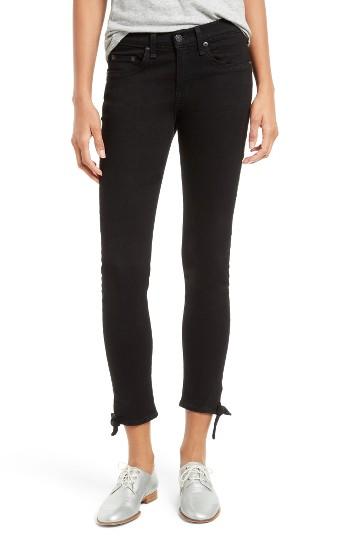 Women's Rag & Bone/jean Stevie Tie Hem Capri Skinny Jeans - Black