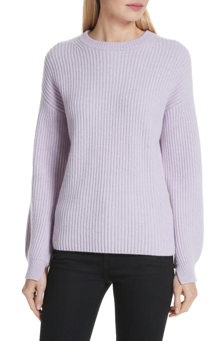 Women's Lewit Button Detail Cashmere Sweater - Purple