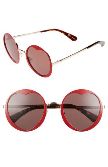 Women's Kate Spade New York Rosaria 53mm Heart Cutout Lens Sunglasses - Matte Red/ Havana/ Burgundy